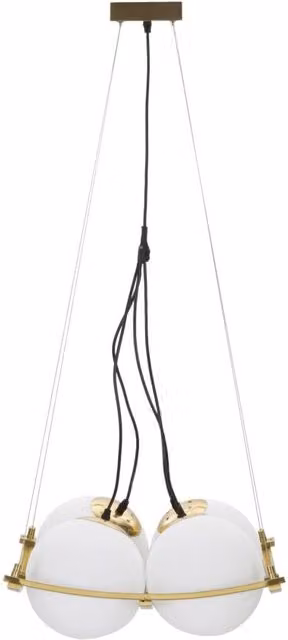 Lampadario a soffitto Japan Square Charme1921 in metallo e vetro, L/P/H: 45 x 45 x 20 cm, Oro/Ottone e Bianco