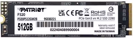 Patriot SSD P320 M.2 2280 PCIe da 512 GB Nero