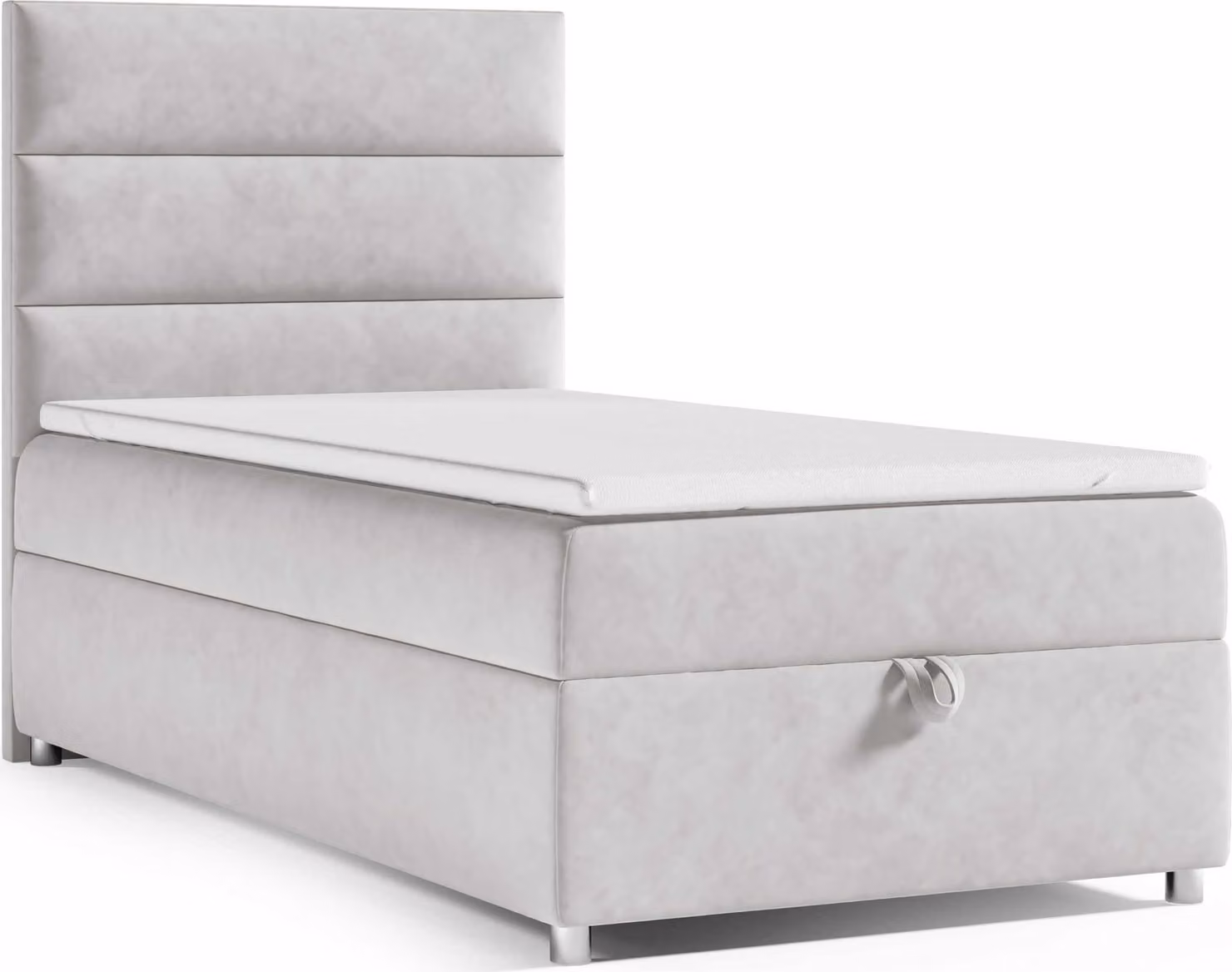 Best for Home Letto boxspring con contenitore Trinity K4-SINGLE 90x200 Materasso a molle Bonell incl. topper - Argento