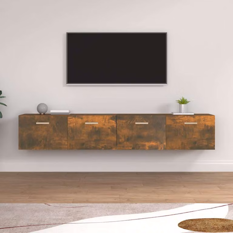 Set di 2 mobili da parete vidaXL in legno Rovere Fumo, L 100 x P 36,5 x H 35 cm