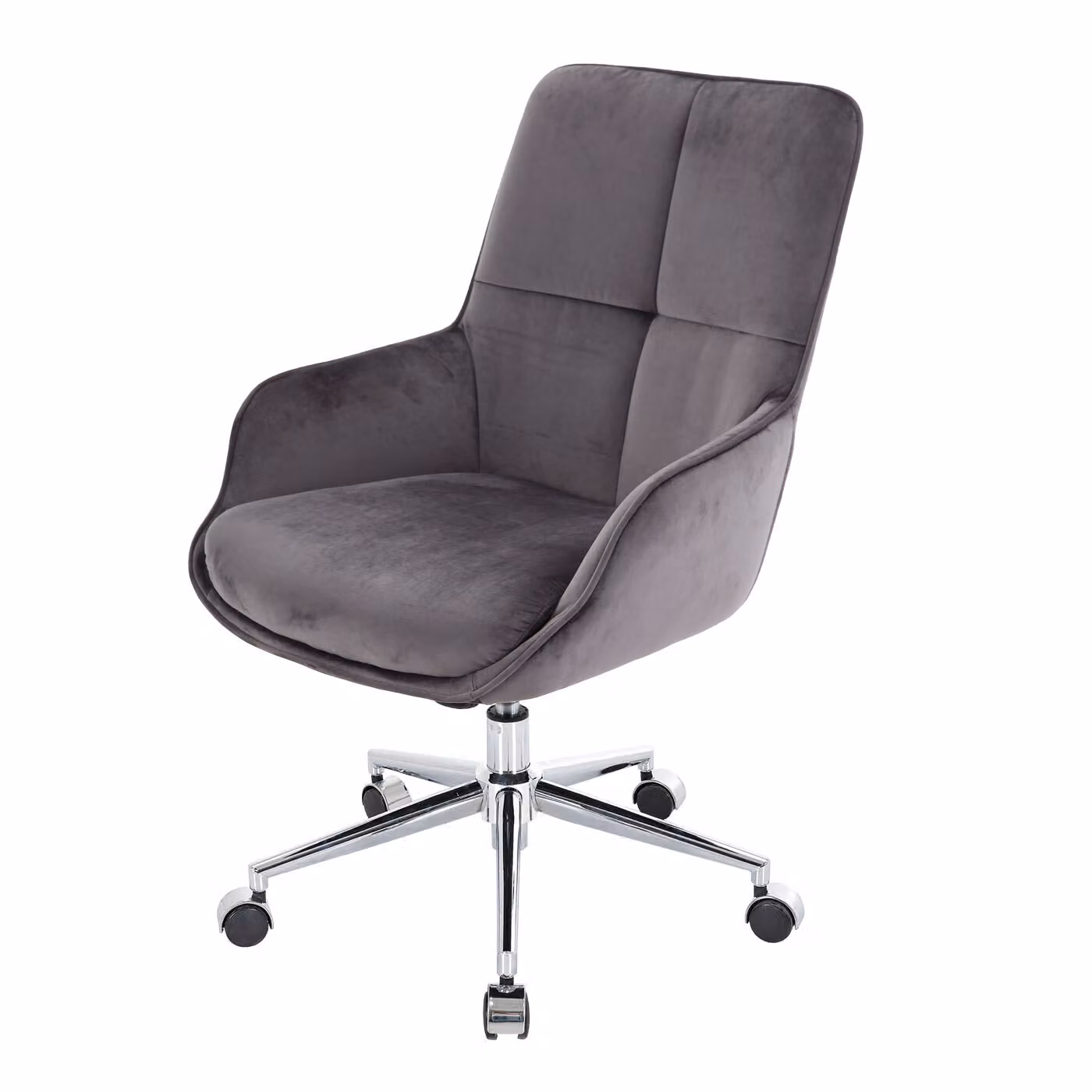 Sedia da ufficio MCW-J64, sedia girevole da scrivania, poltrona con braccioli regolabili in altezza, in velluto MVG ~ grigio scuro