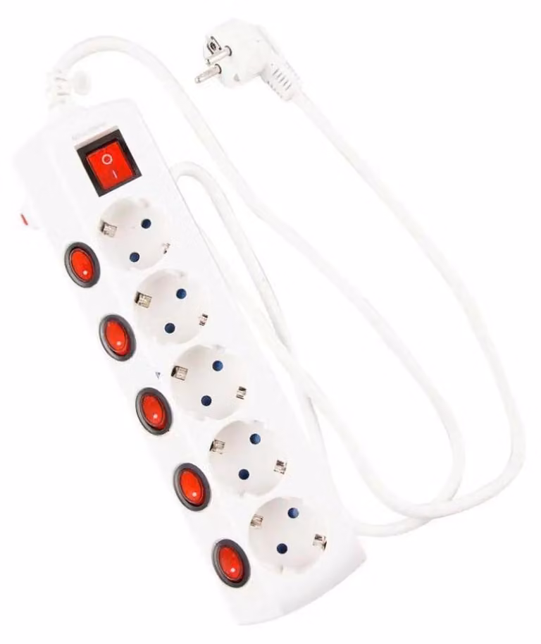 Presa Onlex con cavo personalizzato, 5 prese e interruttore, 1,5 m, bianco, taglia unica / spina UE 220 V, bianco, taglia unica