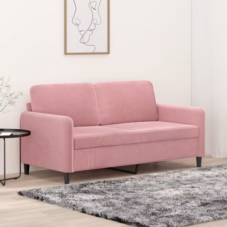 vidaXL Divano a 2 Posti Moderno in Velluto Rosa con Struttura in Metallo