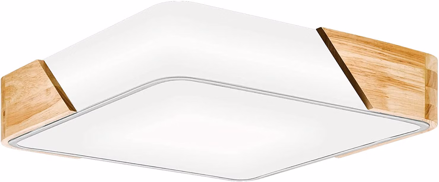 EGLO lampada da soffitto Grimaldino, lampada da soffitto a 2 luci, lampada moderna da soggiorno, lampada da camera da letto in tessuto, legno, metallo e plastica in bianco, naturale, lampada da corridoio a soffitto con attacco E27, L x L 41,5 cm