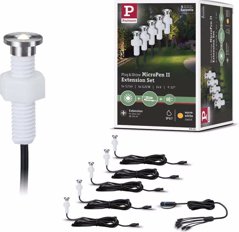 Paulmann Plug & Shine Luce da incasso a LED per pavimento Set di prolunghe MicroPen II