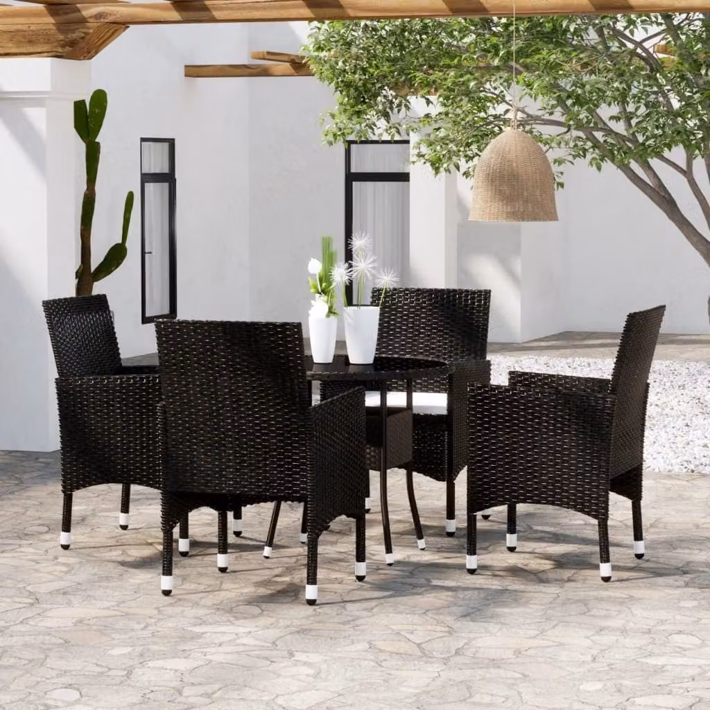 Maison Exclusive - Set da pranzo da giardino 5 pezzi in polyrattan nero