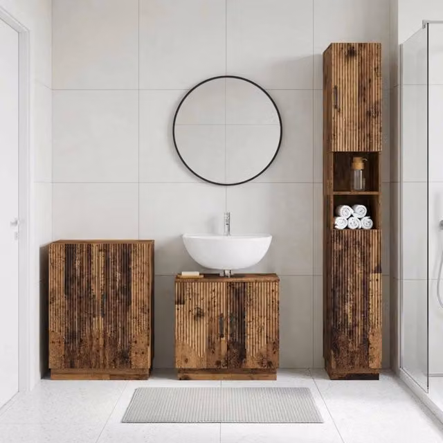 Set di armadietti da bagno in 3 pezzi HOORN Legno antico 3417475