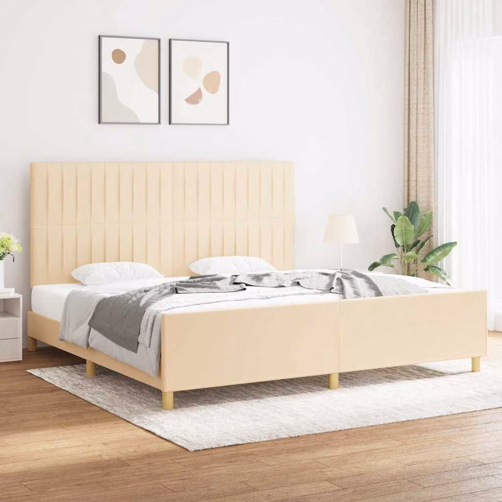 Giroletto vidaXL senza materasso in tessuto beige con struttura in legno di larice L/P/H: 200 x 200 x 128 cm