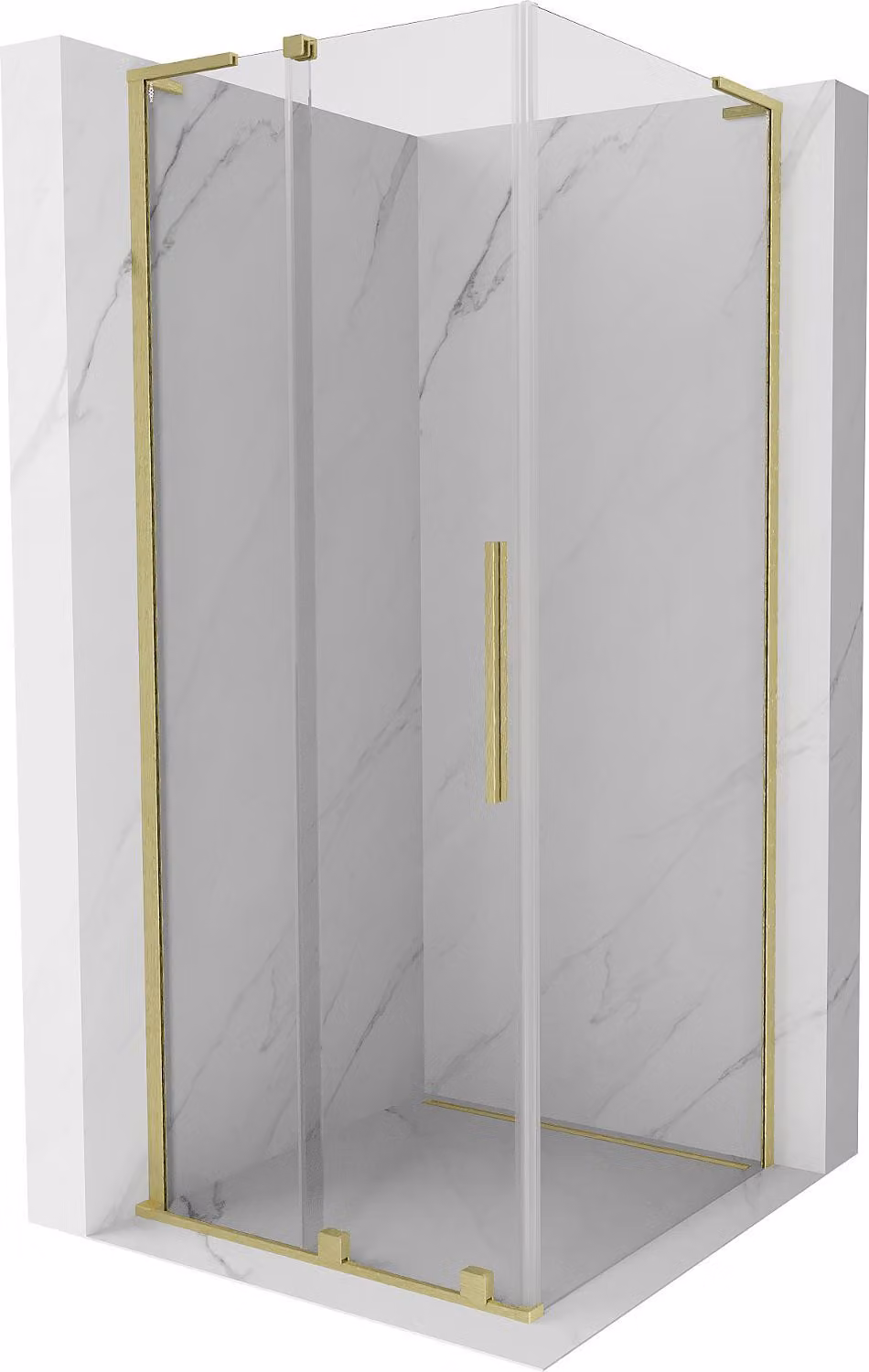 Mexen Velar L cabina doccia scorrevole 110 x 110 cm, trasparente, oro spazzolato - 871-110-110-03-55
