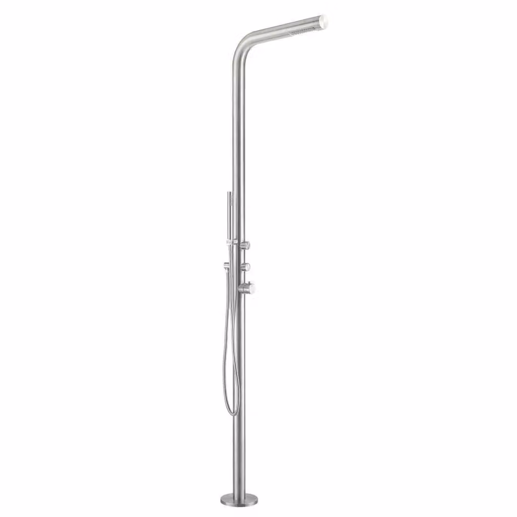 Doccia da piscina MPC in acciaio inox 316L con soffione superiore, doccetta manuale e miscelatore acqua calda-fredda, modello MX1016-INOX silver – 2
