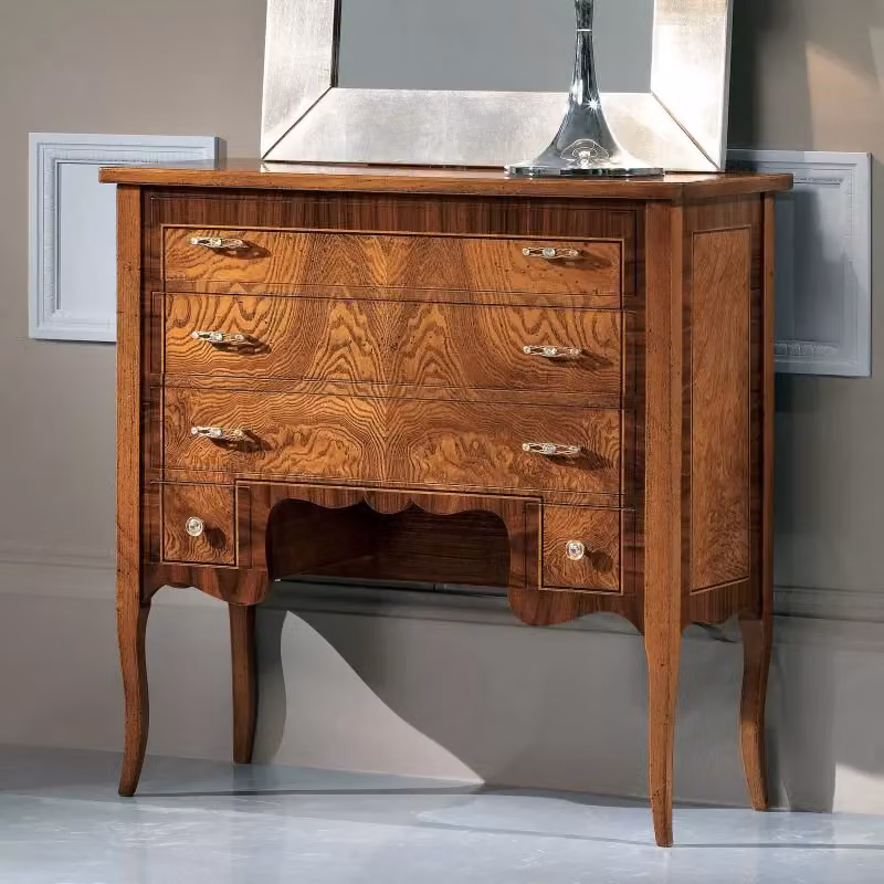 Cassettiera classica con 5 cassetti in legno di radica di frassino marrone Mobili 2G L: 81 cm, P: 36 cm, H: 81 cm – 3