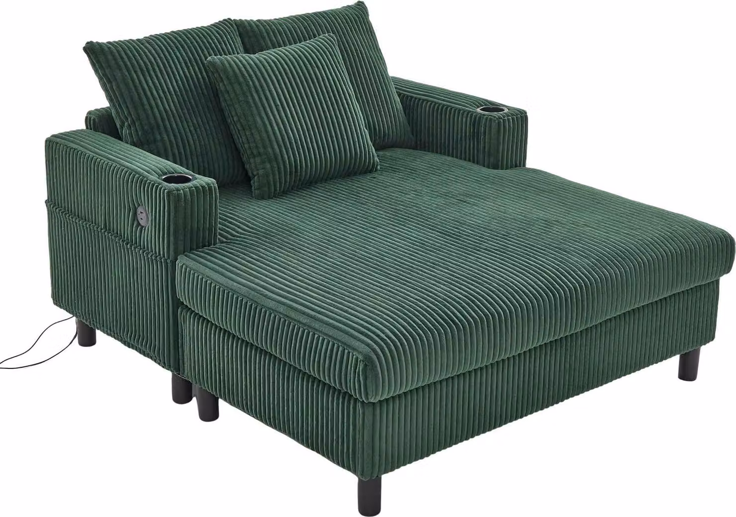 AIORBER Spaziosa chaise longue reclinabile con LED, USB, portabicchieri, rivestimento in velluto ed elevato comfort - ideale per il soggiorno e la camera da letto - Disponibile multicolore