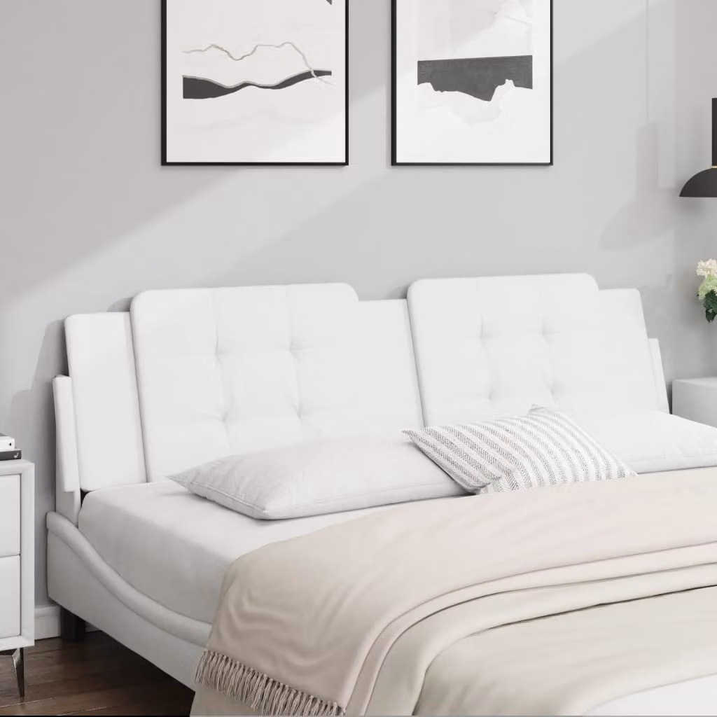 Testiera per letto vidaXL Zadar in similpelle bianca, Larghezza: 180 cm