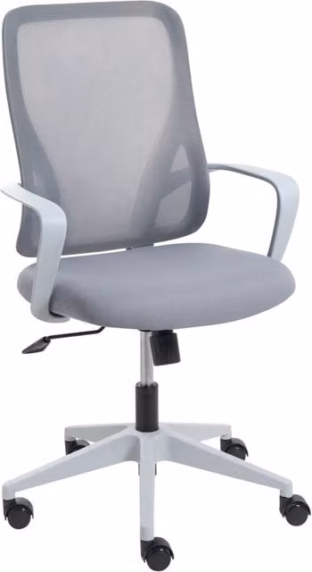 Sedia da ufficio in tessuto grigio chiaro rivestimento in rete girevole da scrivania per computer seduta regolabile schienale reclinabile