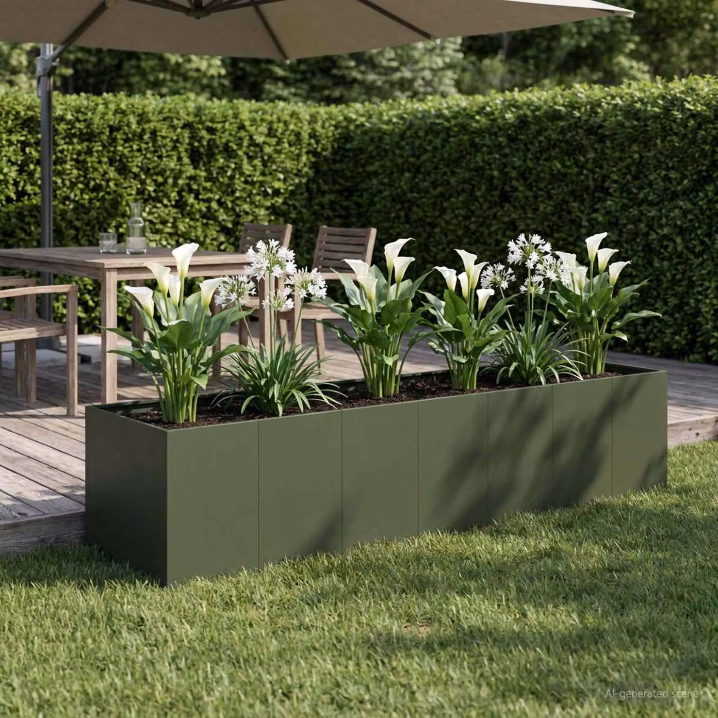 Vaso da giardino vidaXL in metallo Verde, L: 280 cm, P: 80 cm, H: 60 cm