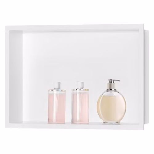 sunrik Nicchia Doccia Incasso Bianco 30x45x10 Cm, Acciaio Inox, Mensole