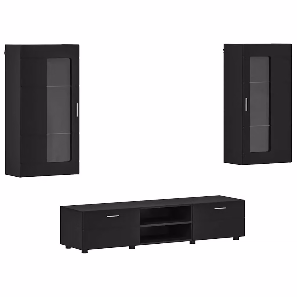 Set mobile TV moderno vidaXL FLORIN in legno nero L: 150 cm, P: 39 cm, H: 30 cm – 2