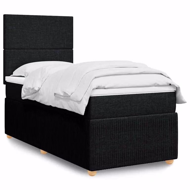 vidaXL Giroletto a Molle con Materasso Ibrido in Tessuto Nero L/P/H: 200 x 80 x 15 cm