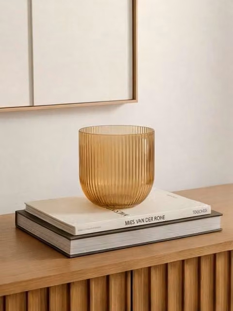 Vaso piccolo Joe marrone e trasparente in vetro Kenay Home per tavolo – 1