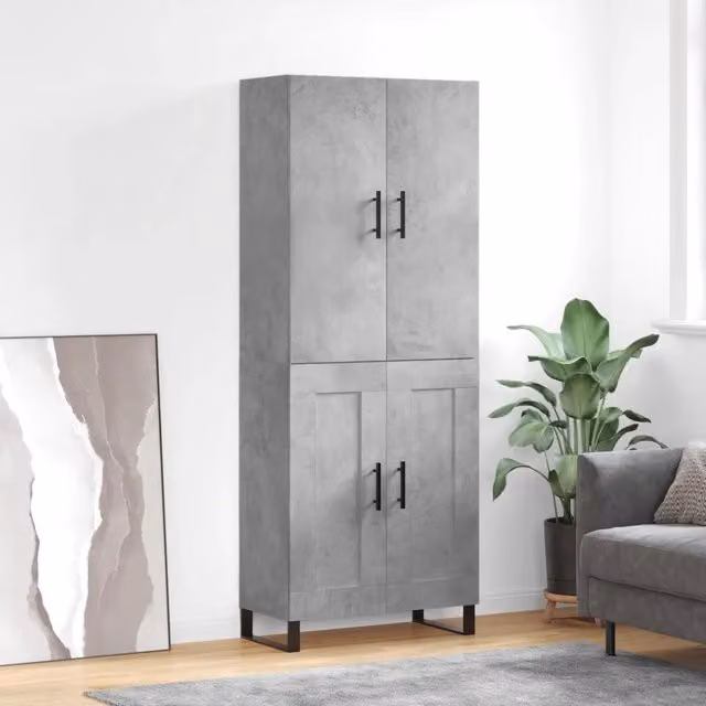 Credenza-Buffet-Armadio da cucina Grigio Cemento 69,5x34x180 cm in Legno Multistrato 733190