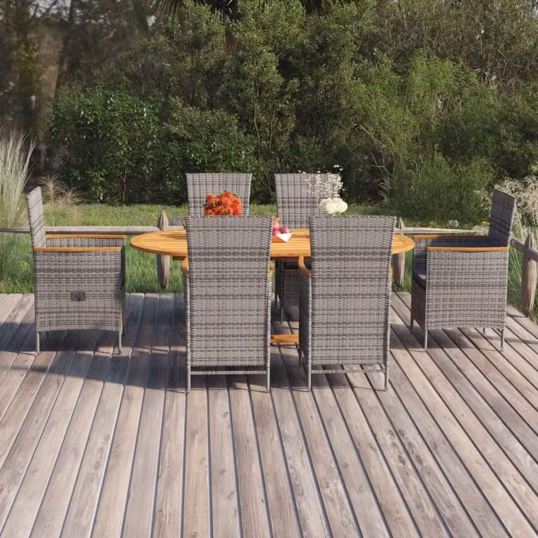 Maison Exclusive - Set da pranzo da giardino 7 pezzi in polyrattan grigio