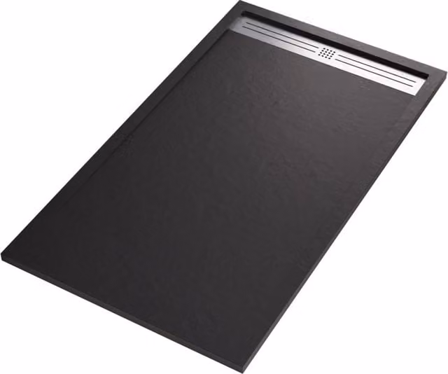 Piatto doccia in marmoresina nero effetto pietra cemento relax, misura 90x160
