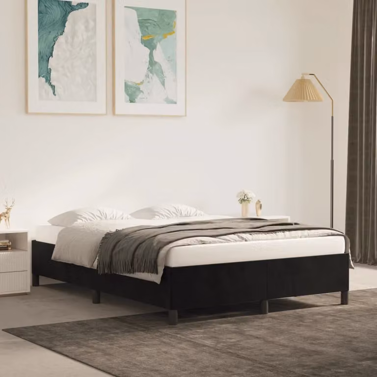 The Living Store struttura letto nera 140x200 cm in velluto