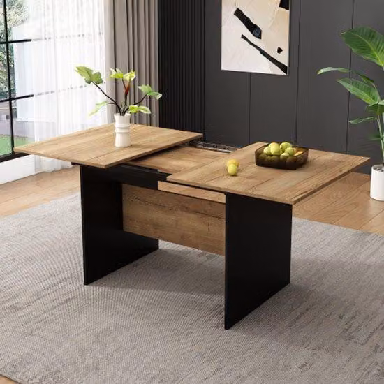 Tavolo da pranzo allungabile 140/180 x 80 cm, adatto per 4-6 persone, effetto legno. Tavolo da pranzo rettangolare, naturale, allungabile, in stile minimalista.