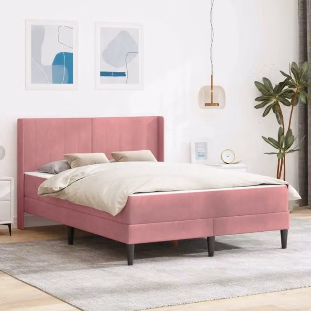 Letto moderno con struttura imbottita in velluto rosa vidaXL L/P: 120 x 200 cm