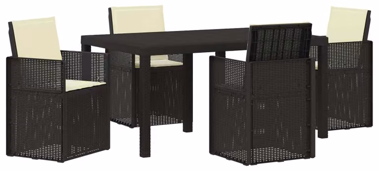 Set da Pranzo per Giardino 5 pcs Antracite e Crema PP
