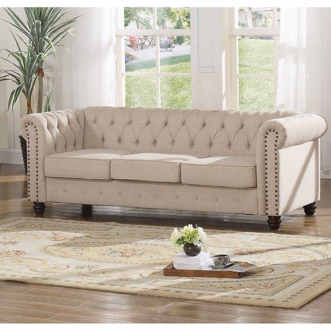 Chesterfield Sofa Couch Polster Leder Couchen Polster Garnitur 3 Sitzers