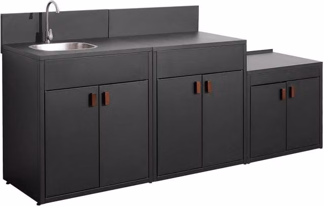 Cucina da esterno modulare in acciaio, 3 moduli, nero