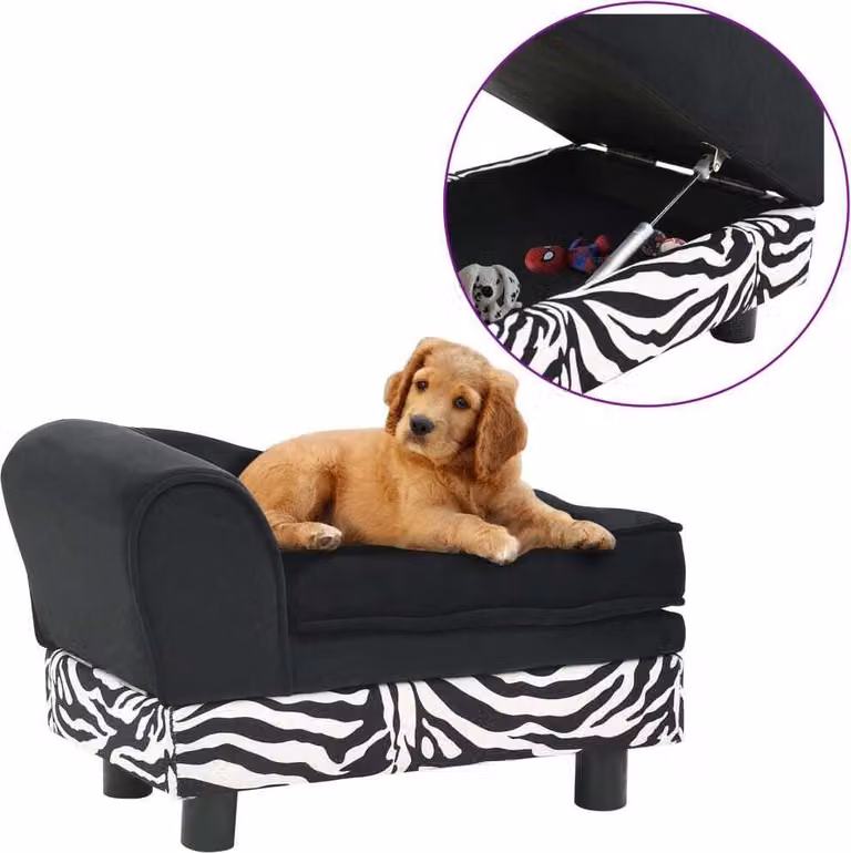 The Living Store Divano per cani nero 57x34x36 cm Peluche