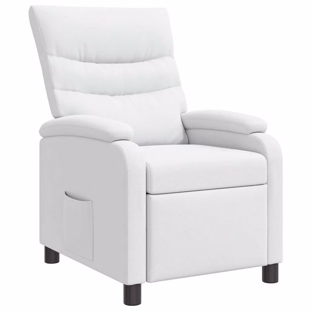 Poltrona reclinabile relax in similpelle bianco con braccioli per soggiorno o ufficio – 2