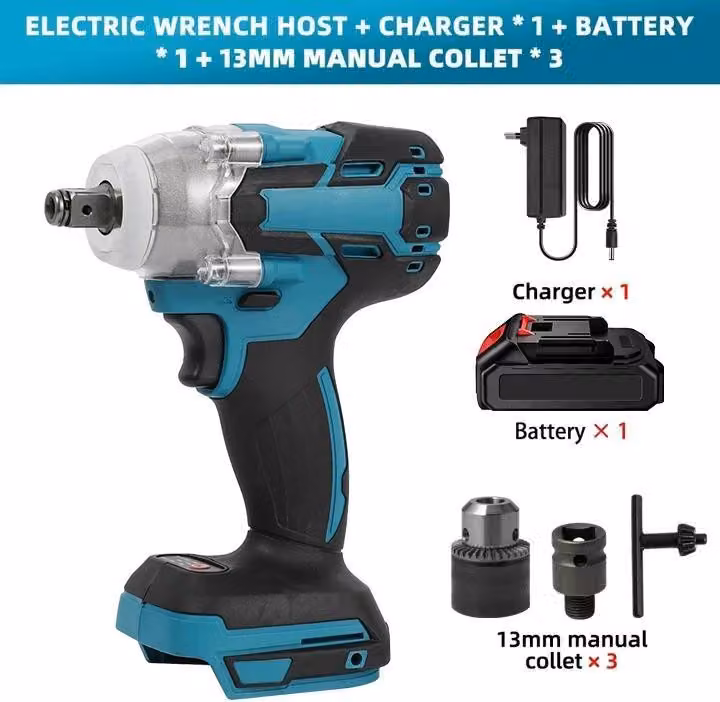 Avvitatore a impulsi – Avvitatore a impulsi a batteria da 18V – Coppia di serraggio di 520 Nm – Attacco quadrato da 1/2" (1,27 cm) – Motore brushless – 0–4200 giri/min – 1 batteria con spina di tipo EU