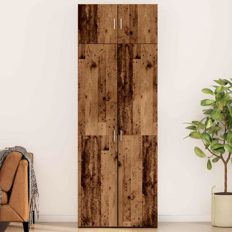 Set di 2 armadi vidaXL in legno e MDF marrone con ante a battente e ripiani interni, L: 80 cm, P: 42,5 cm, H: 225 cm