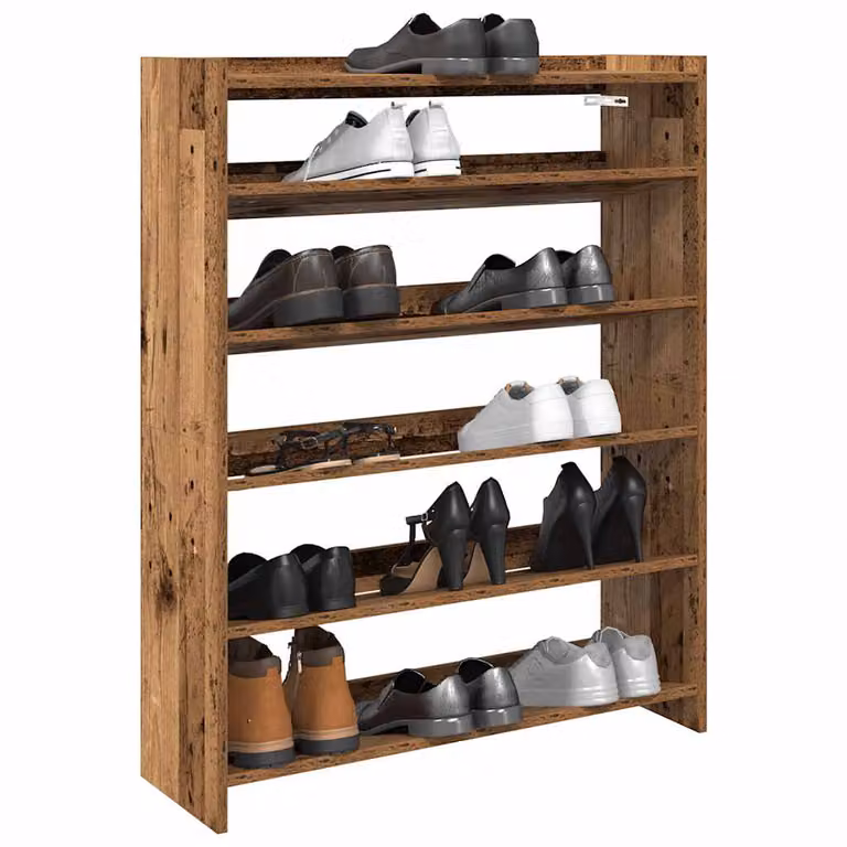 Scarpiera vidaXL in legno stile rustico marrone, sospesa a parete, L 80 x P 25 x H 100 cm