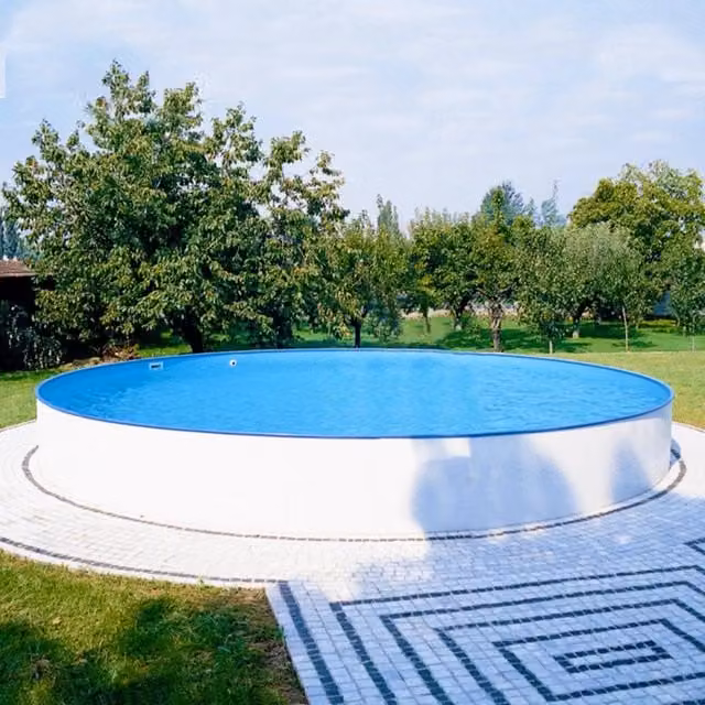 Piscina fuori terra tonda BSVILLAGE CLIO 600 blu e beige con pompa e filtro, Diametro: 600 cm, Altezza: 135 cm – 1