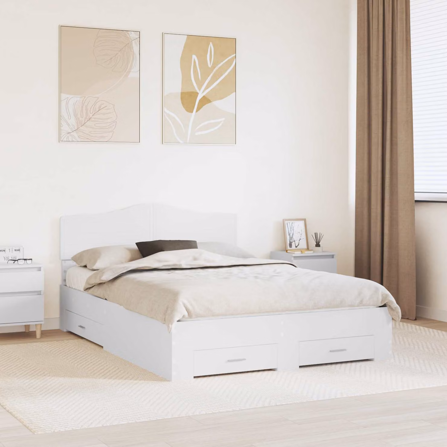 Struttura del letto con cassetti vidaXL in legno ingegnerizzato bianco, L 160 x P 200 cm