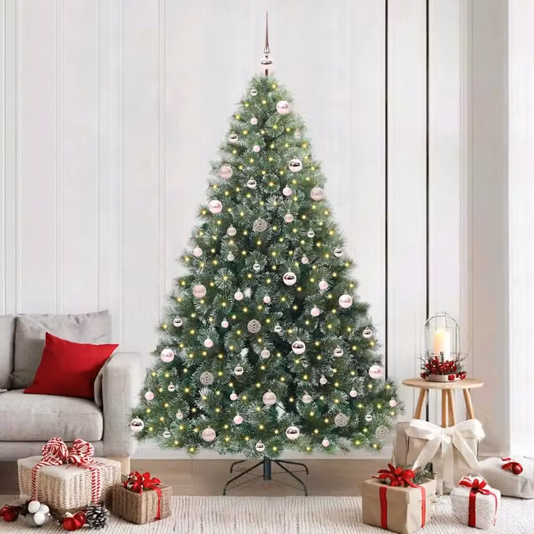 Albero di Natale artificiale vidaXL verde con 300 LED luce bianca calda in PE e PVC, Altezza: 210 cm