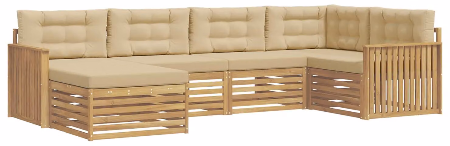 Set di divani da esterno, 6 pezzi, colore beige, dimensioni 327 x 168,5 x 73 cm