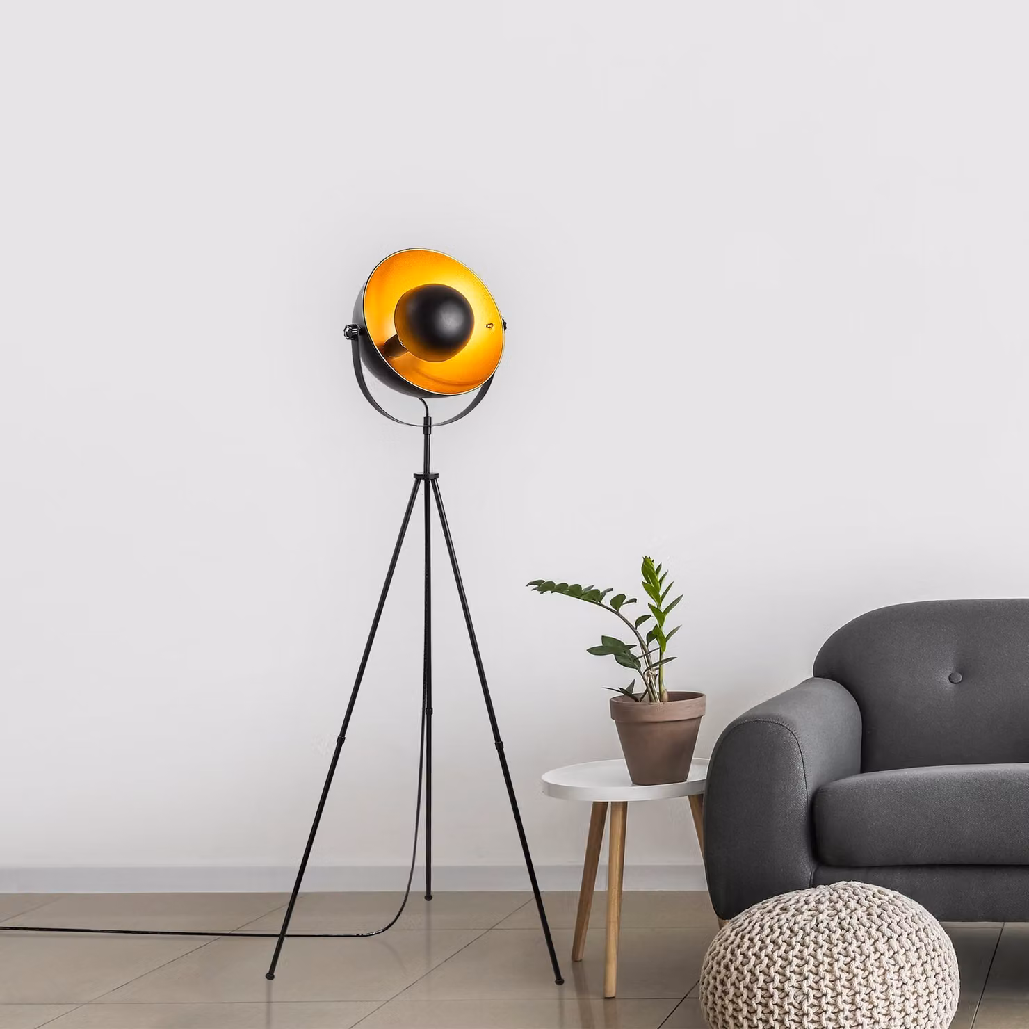 Opviq, Mixed - 11516-US, Lampada da terra, CORPO IN METALLO, nero, 160 x 62 x 45 cm