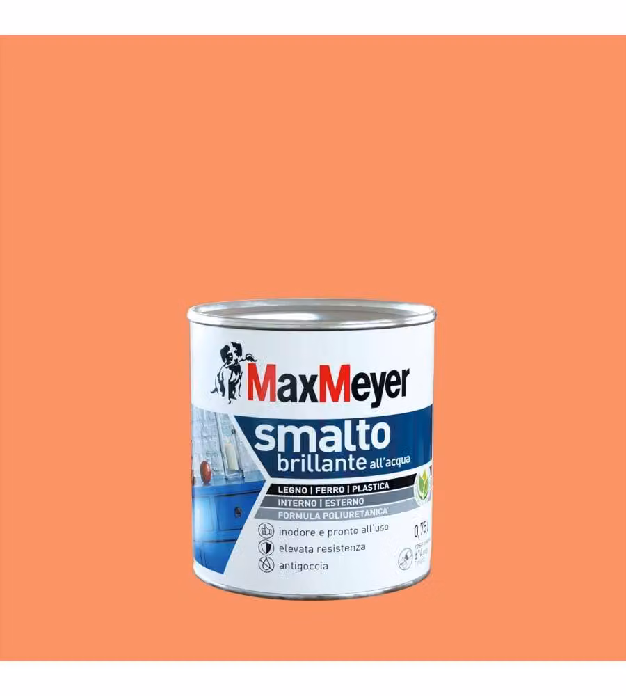 MaxMeyer Smalto Poliuretanico Brillante all'Acqua - Arancio Ace - 0,75 l