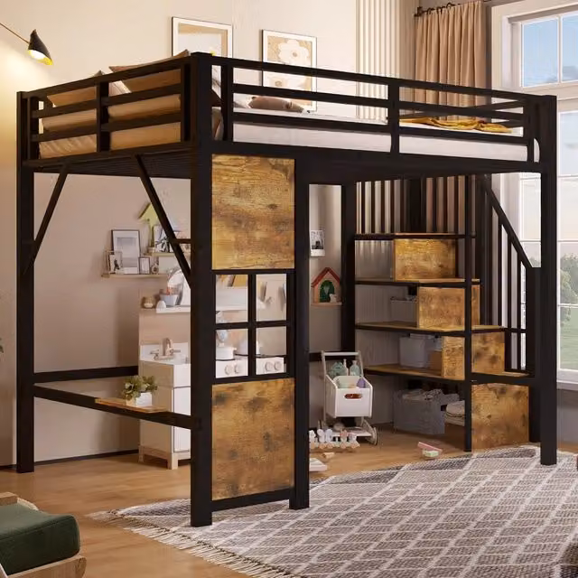 Letto a soppalco ¨C Minimal ¨C nero struttura in metallo 140x200cm senza materasso