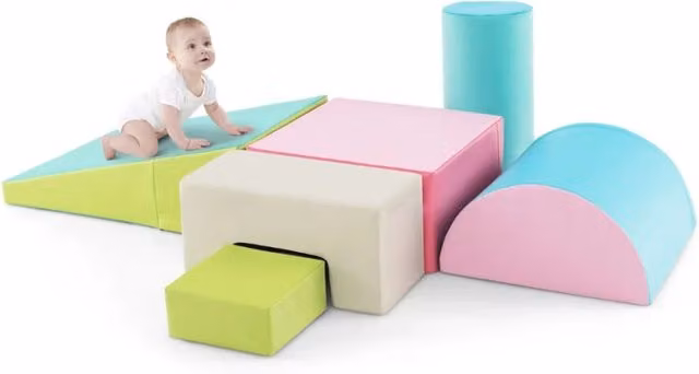 Set di 6 blocchi didattici impilabili in schiuma PU verde per lo sviluppo motorio e cognitivo, L 60 cm x P 40 cm x H 20 cm