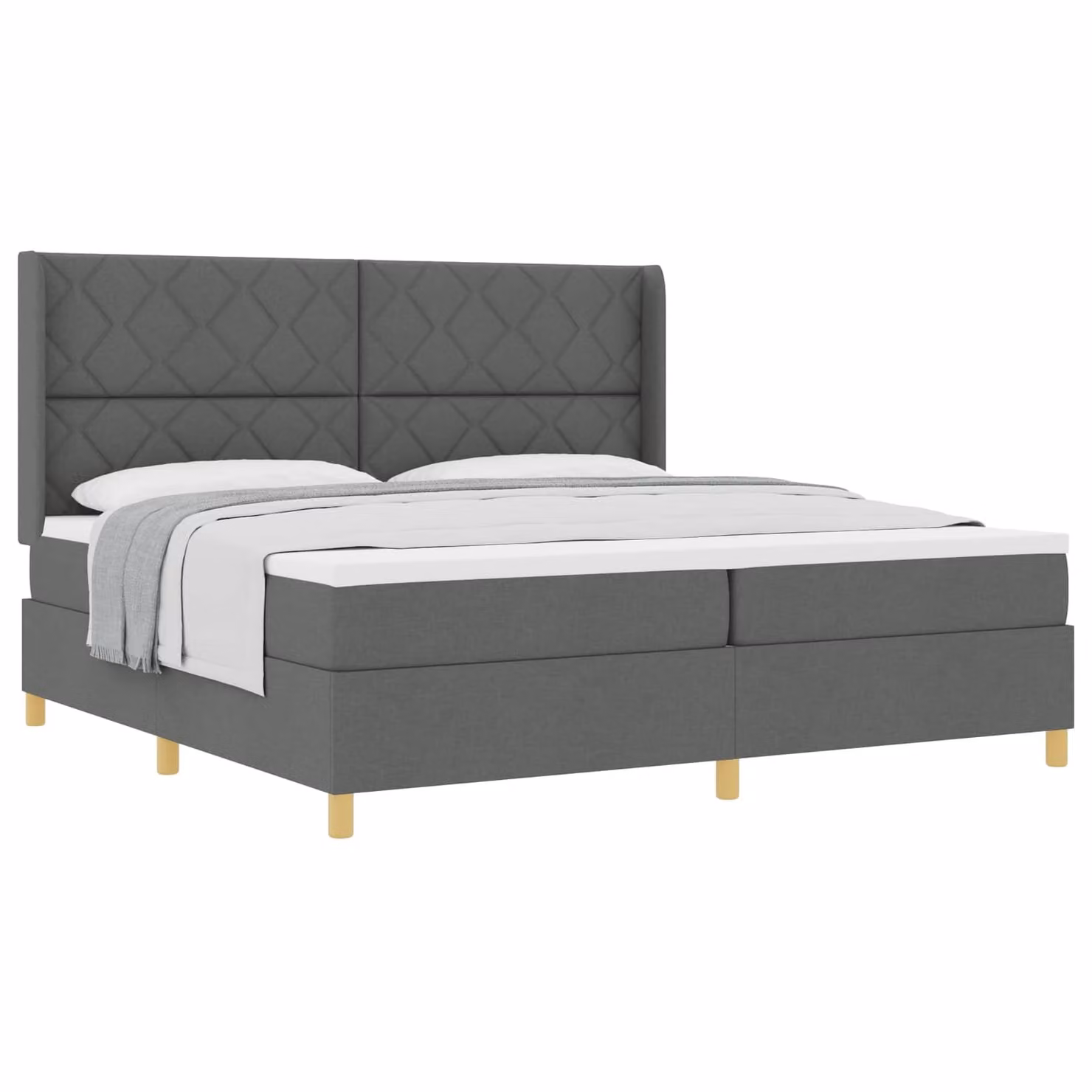 Letto a molle con materasso vidaXL in tessuto grigio con dettagli oro L: 200 cm, P: 200 cm, H: 128 cm – 1