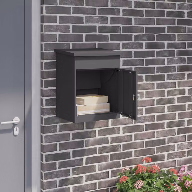 vidaXL Cassetta per pacchi con porta Nero 47,5 x 38 x 59 cm Acciaio