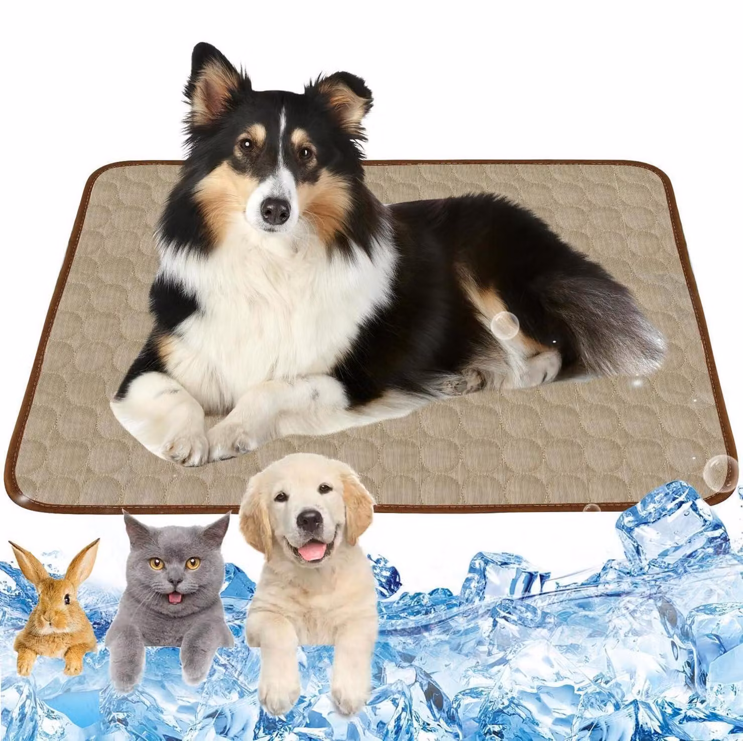 Tappetino refrigerante per cani, autorigenerante, 100x70 cm, marrone, taglia XL, lavabile, adatto a cani e gatti