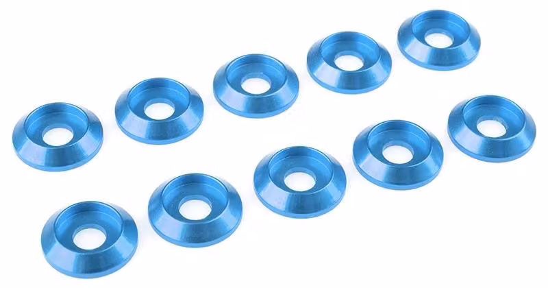 G-Force, rondella in alluminio per viti a testa esagonale M4, diametro di contatto (AD) 12 mm, colore blu, confezione da 10 pezzi / GF-0407-044