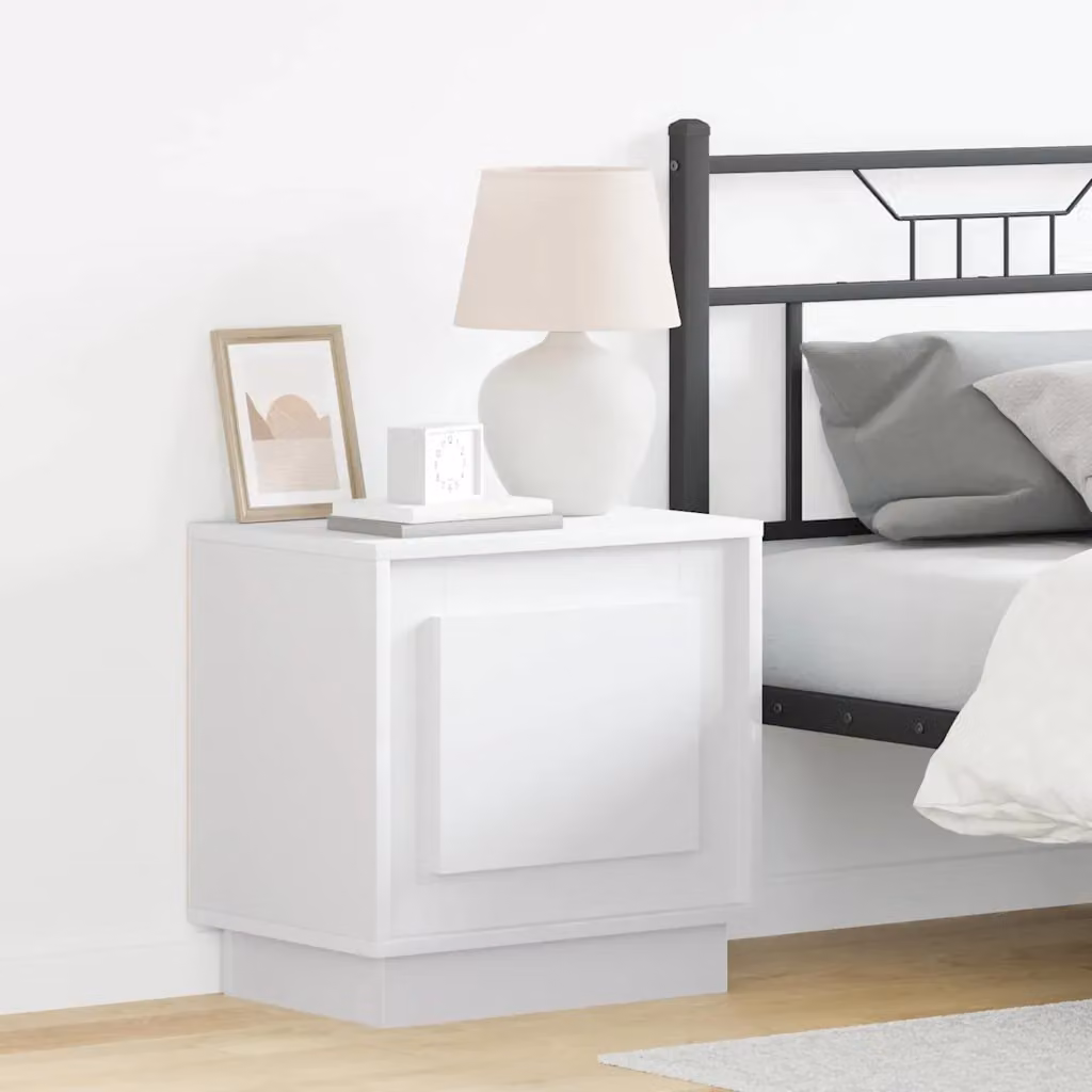 Set di 2 Armadi da Notte vidaXL Bianchi in Stile Rustico con Illuminazione Integrata L/P/H: 44 x 34,5 x 45 cm